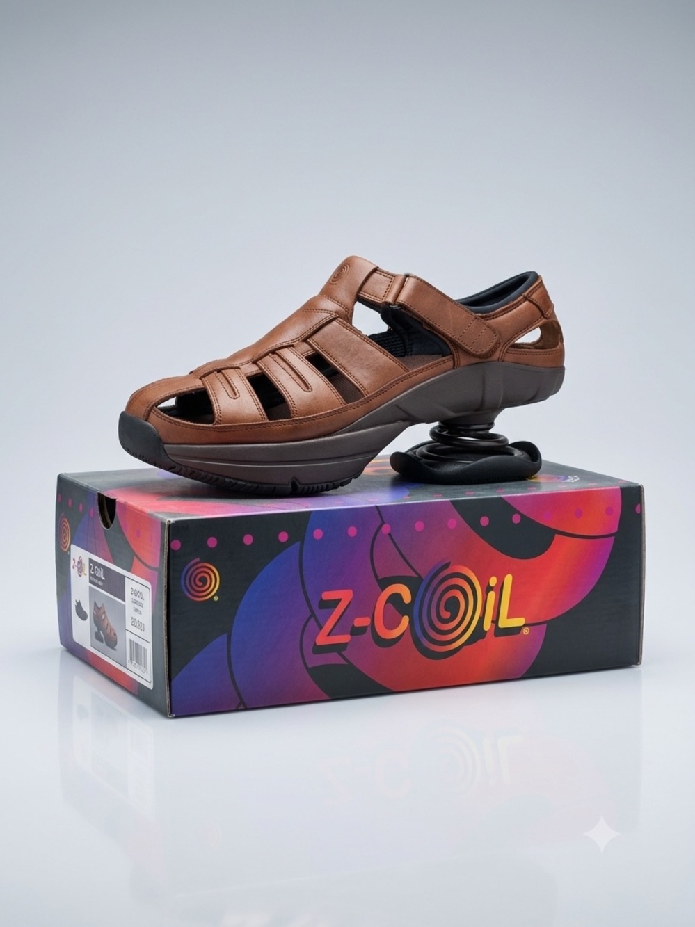 Pain Relief Men's Brown Leather Closed-Toe Z-Port Sandal